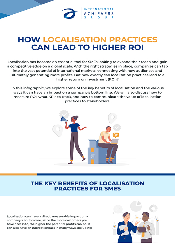 How Localisation Practices Can Lead To Higher ROI - Infographic - Cover - International Achievers Group